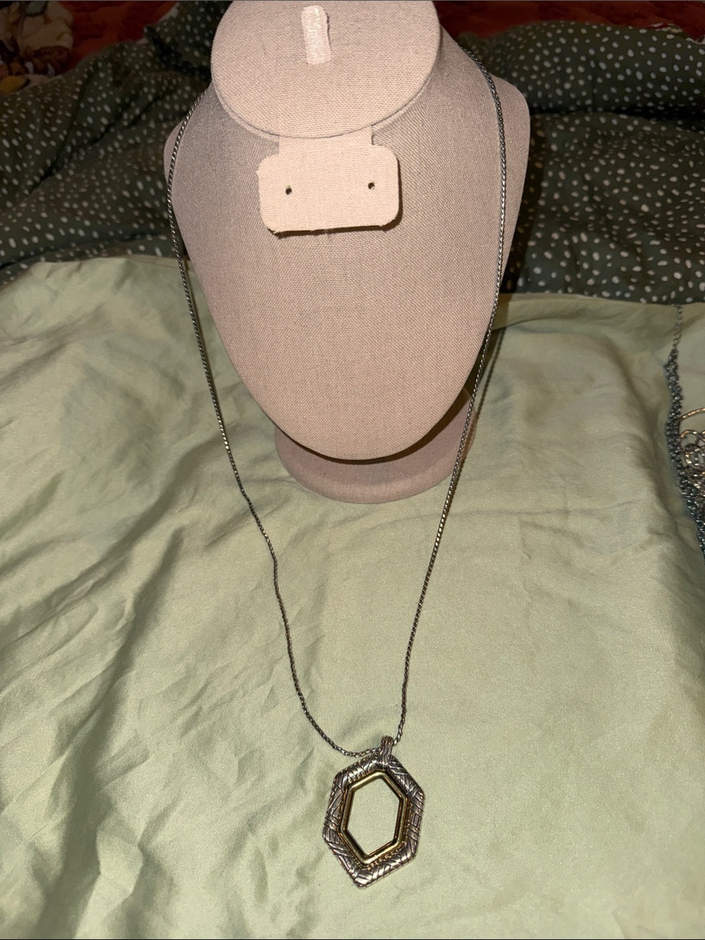 Brighton Hexagonal Silver-Tone Pendant Necklace with Pale Yellow Inset